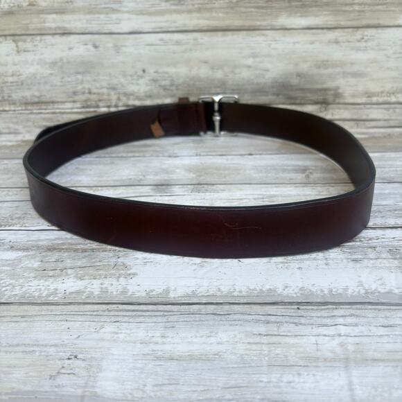 Coach Leather Belt Sz 32” Brown Silver Solid Brass Made in Italy Classic Unisex - Picture 6 of 13